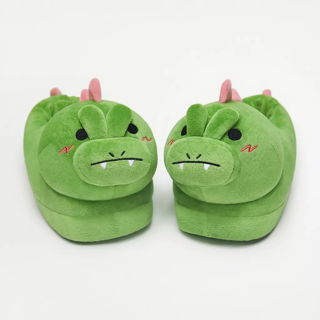 OLAOLA Dinosaur Slippers Warm Plush Animal Indoor Non-slip Home Fluffy Thick Bottom Shoes Gifts For Birthday Christmas