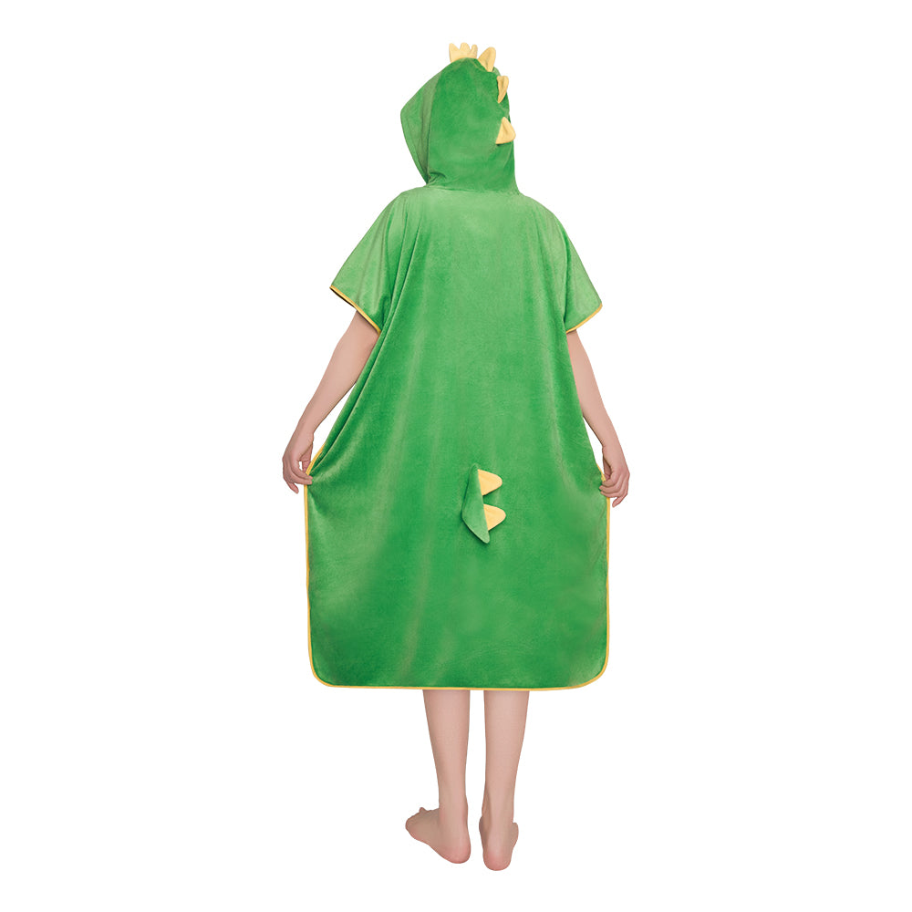 OLAOLA Dinosaur Surf Poncho Changing Towel Swim Robe With Pocket Plus Size Beach Towels Quick Dry Terry Cloth Cover-Up Hood