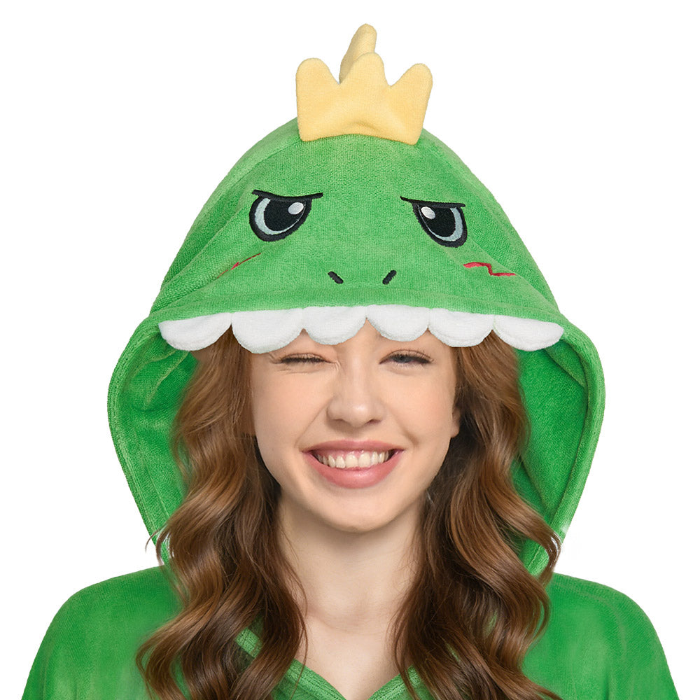 OLAOLA Dinosaur Surf Poncho Changing Towel Swim Robe With Pocket Plus Size Beach Towels Quick Dry Terry Cloth Cover-Up Hood