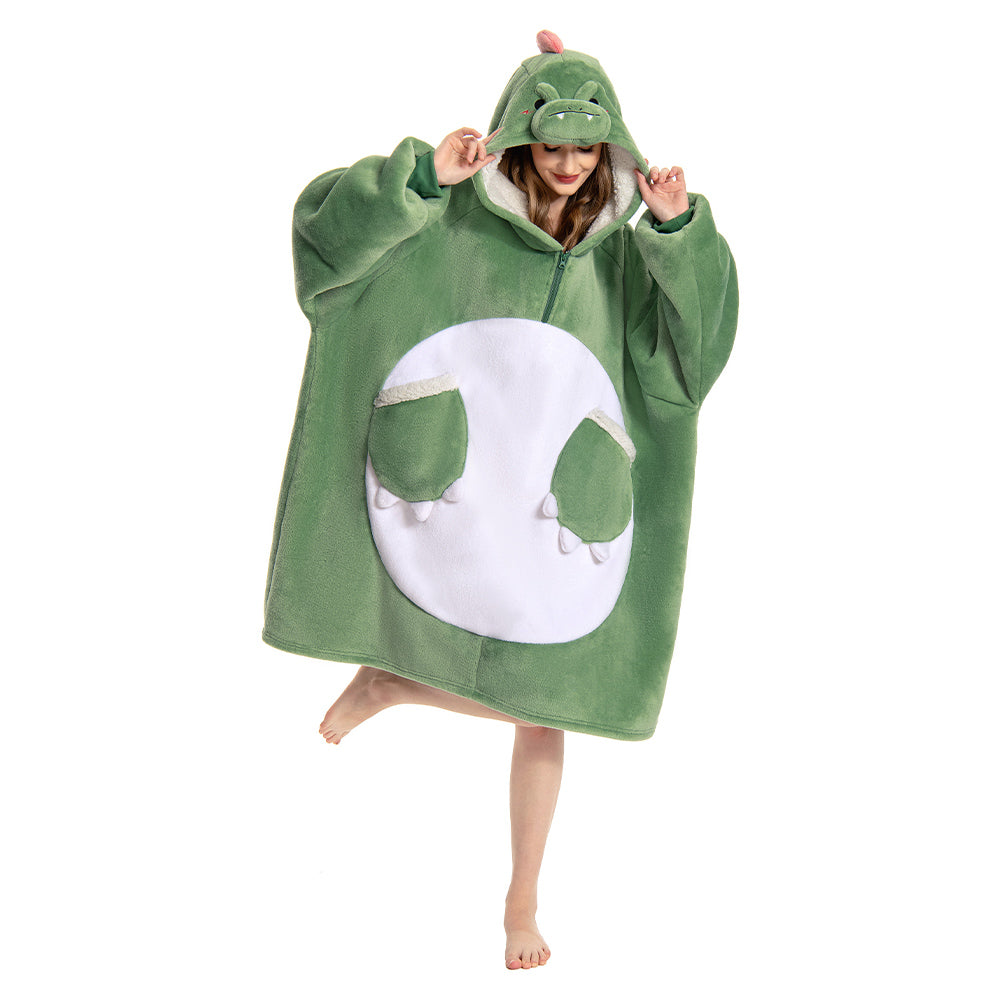 OLAOLA Dinosaur Wearable Blanket Hoodie Animals Onesie Oversized Soft Homwear With Giant Pocket For Adult