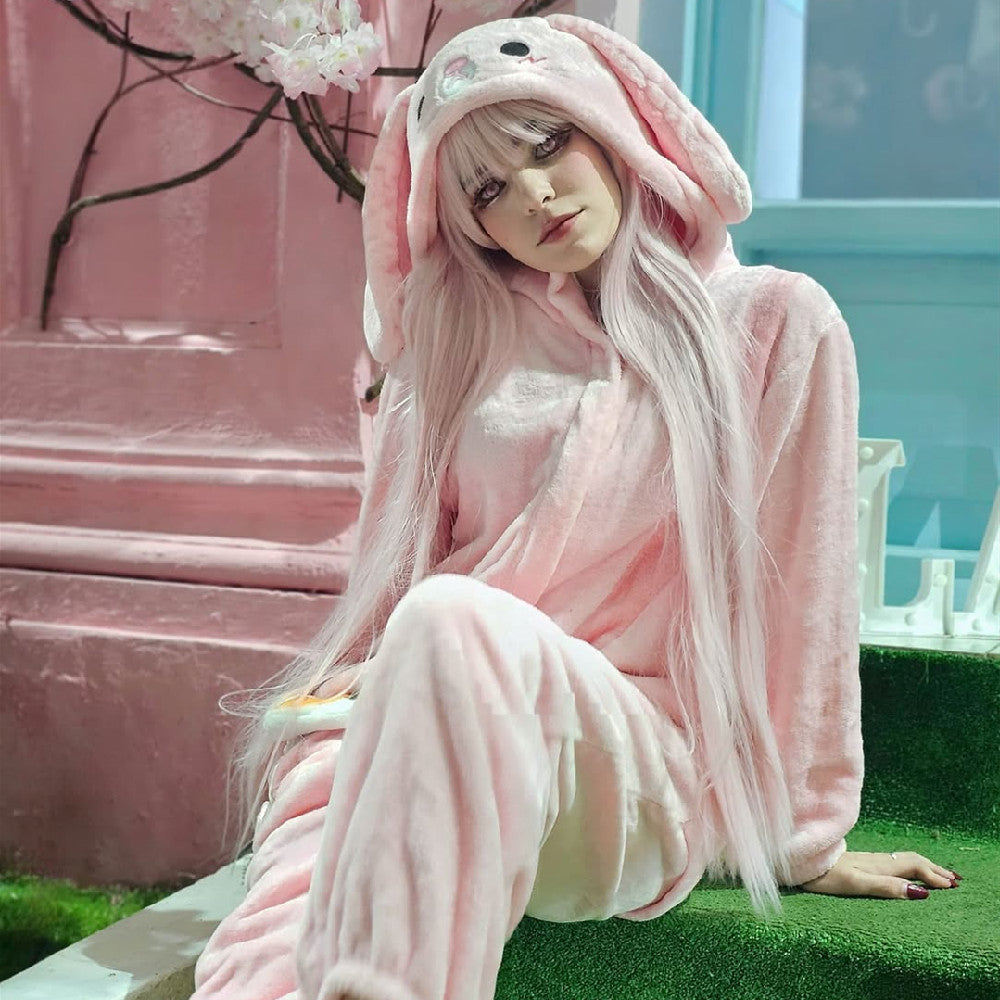 OLAOLA Easter Bunny Onesie Pajamas Adult - Unisex Plush Rabbit Kigurumi Warm Cozy One-Piece Sleepwear Costume