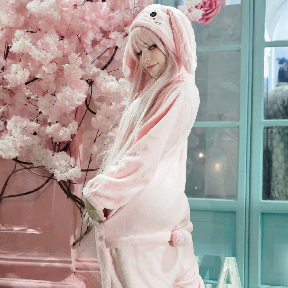 OLAOLA Easter Bunny Onesie Pajamas Adult - Unisex Plush Rabbit Kigurumi Warm Cozy One-Piece Sleepwear Costume