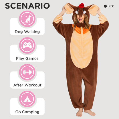 OLAOLA Elephant Pajamas Animals Onesie Plush Warm Home One Piece For Adult Unisex Halloween Costume