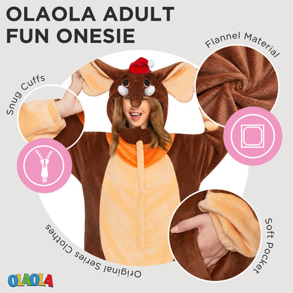 OLAOLA Elephant Pajamas Animals Onesie Plush Warm Home One Piece For Adult Unisex Halloween Costume