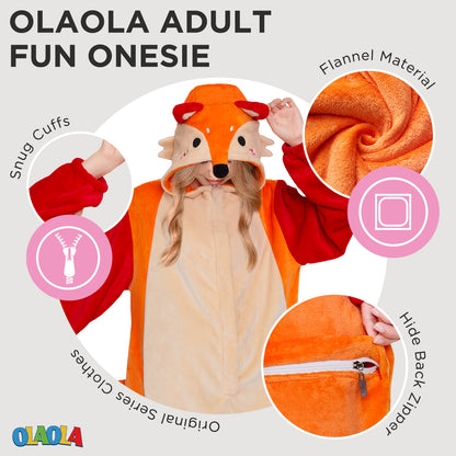 OLAOLA Fox Pajamas Animals Onesie Plush Warm Home One Piece Homewear For Adult Sleepwear Pyjama Party Suit