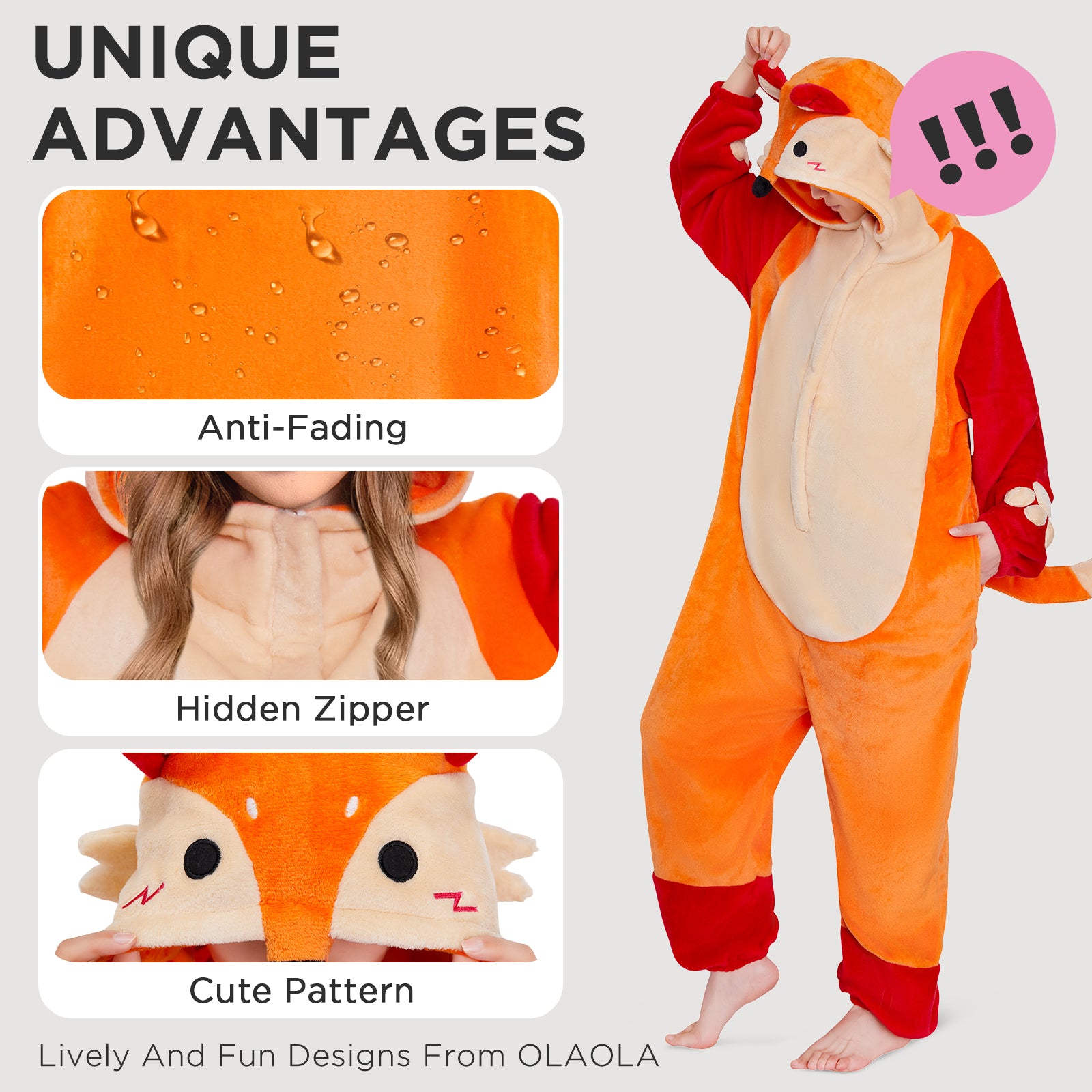 OLAOLA Fox Pajamas Animals Onesie Plush Warm Home One Piece Homewear For Adult Sleepwear Pyjama Party Suit