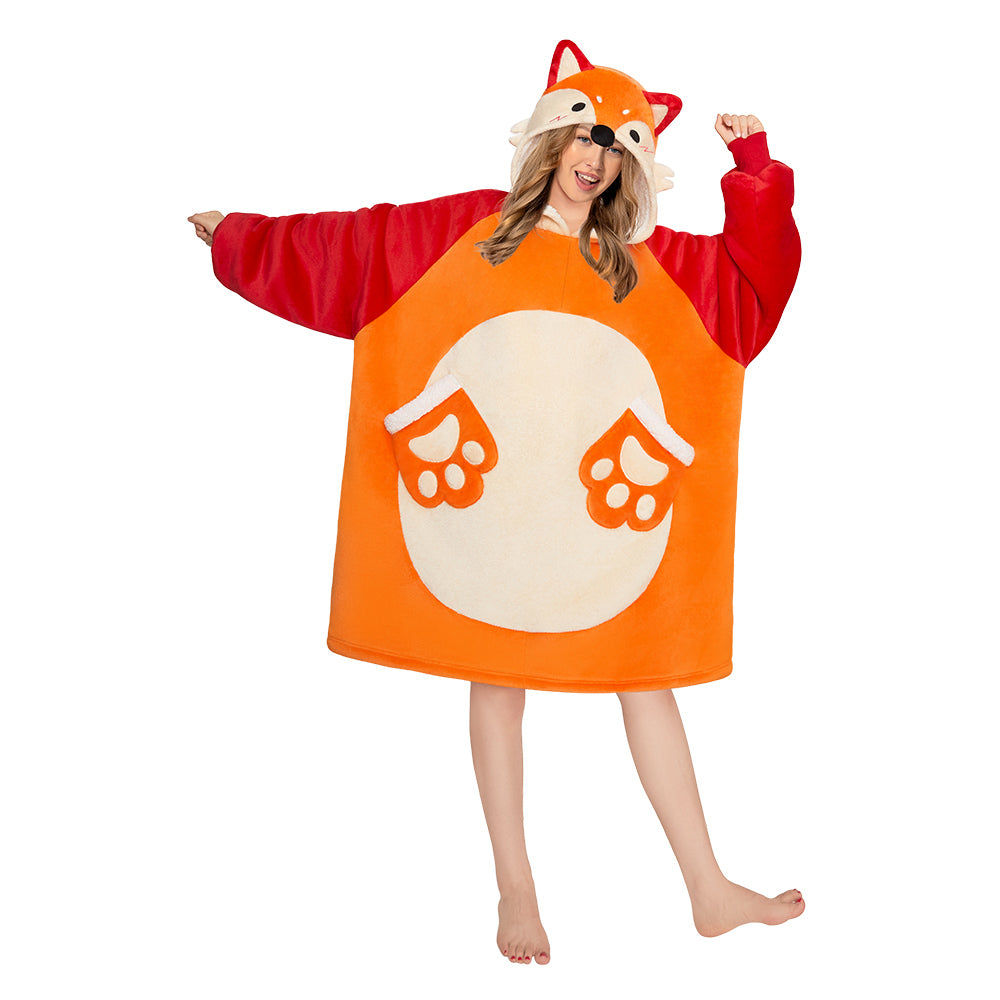 OLAOLA Fox Wearable Blanket Hoodie Animals Onesie Oversized Soft Homewear With Pocket For Adult Unisex