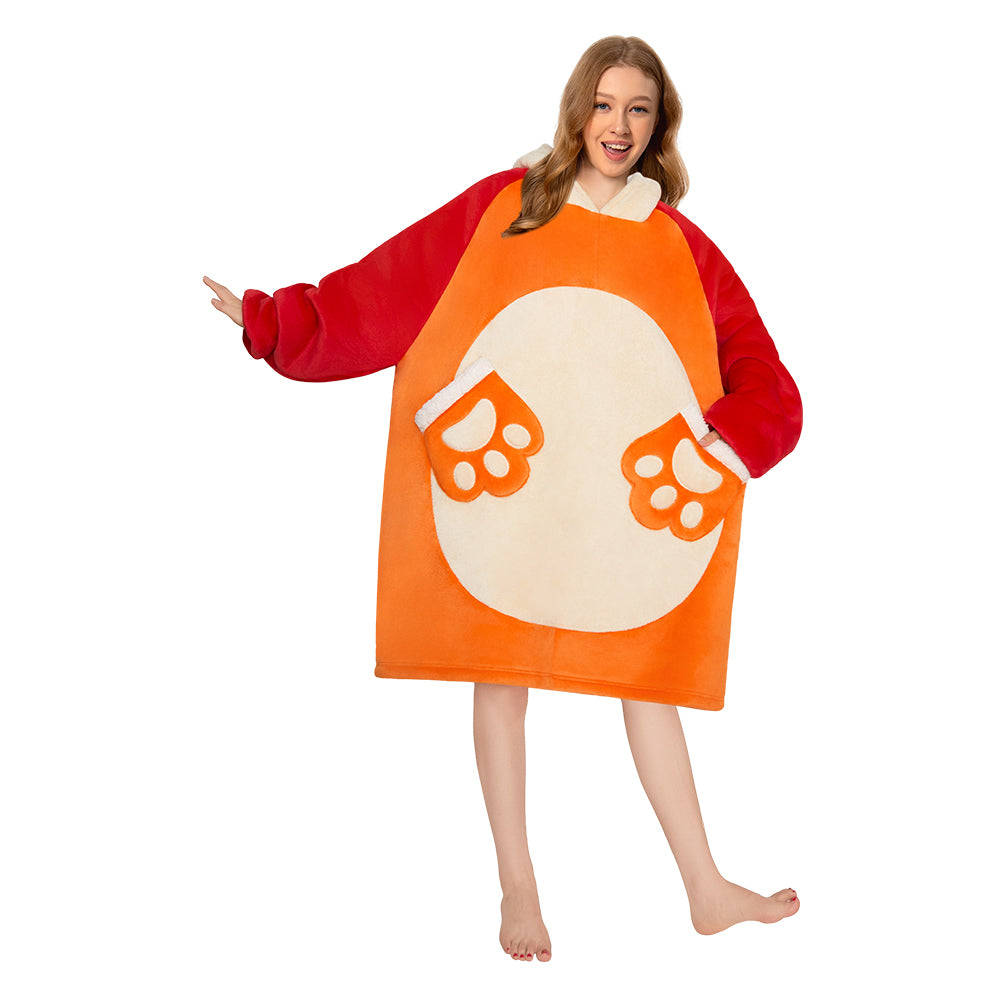 OLAOLA Fox Wearable Blanket Hoodie Animals Onesie Oversized Soft Homewear With Pocket For Adult Unisex