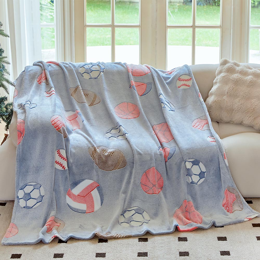 OLAOLA Glow In The Dark Blanket Soccer for Kids Soft Cozy Football Luminous Flannel Throw Blankets For Birthday Gift