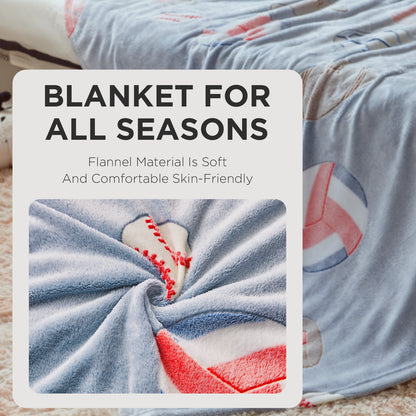 OLAOLA Glow In The Dark Blanket Soccer for Kids Soft Cozy Football Luminous Flannel Throw Blankets For Birthday Gift