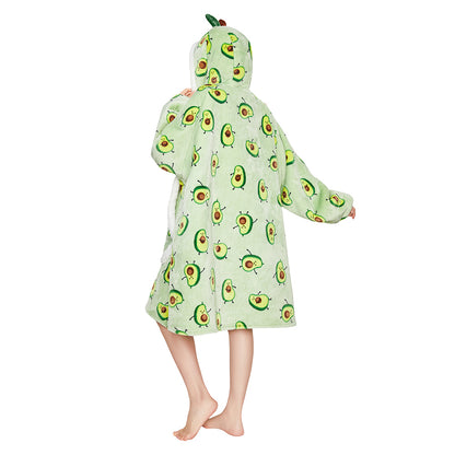 OLAOLA Green Avocado Printed Wearable Blanket Hoodie Food Onesie Oversized Soft Homwear With Giant Pocket For Adult