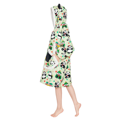 OLAOLA Green Panda Wearable Blanket Hoodie Animals Onesie Oversized Soft Homwear With Giant Pocket For Adult