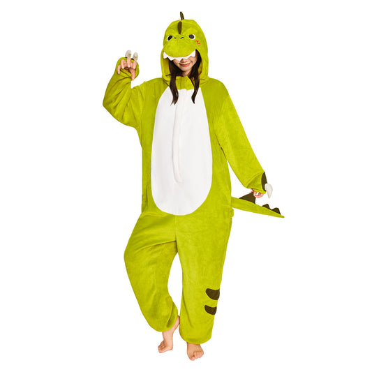 OLAOLA Green Tyrannosaurus Rex Pajamas Unisex Adult Dinosaur Plush Animals Onesie Sleepwear Halloween Costume