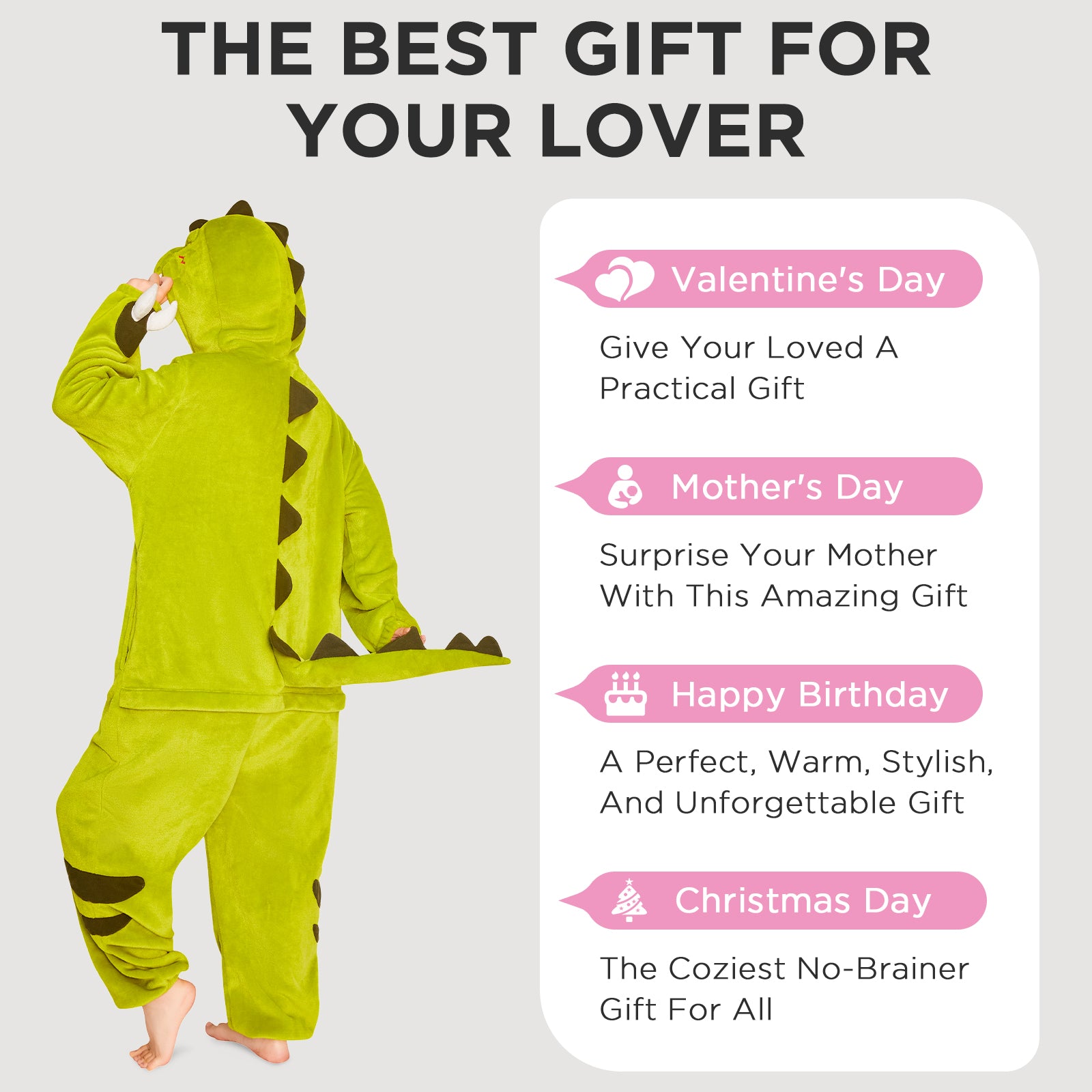 OLAOLA Green Tyrannosaurus Rex Pajamas Unisex Adult Dinosaur Plush Animals Onesie Sleepwear Halloween Costume