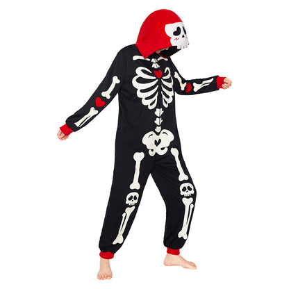 OLAOLA Halloween Skeleton Glow In The Dark Pajamas Plush Animal Onesie Adult Soft Skull Sleepwear Carnival Party Suit