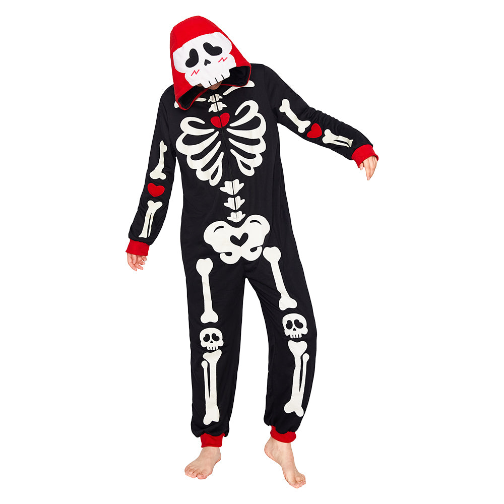OLAOLA Halloween Skeleton Glow In The Dark Pajamas Plush Animal Onesie Adult Soft Skull Sleepwear Carnival Party Suit