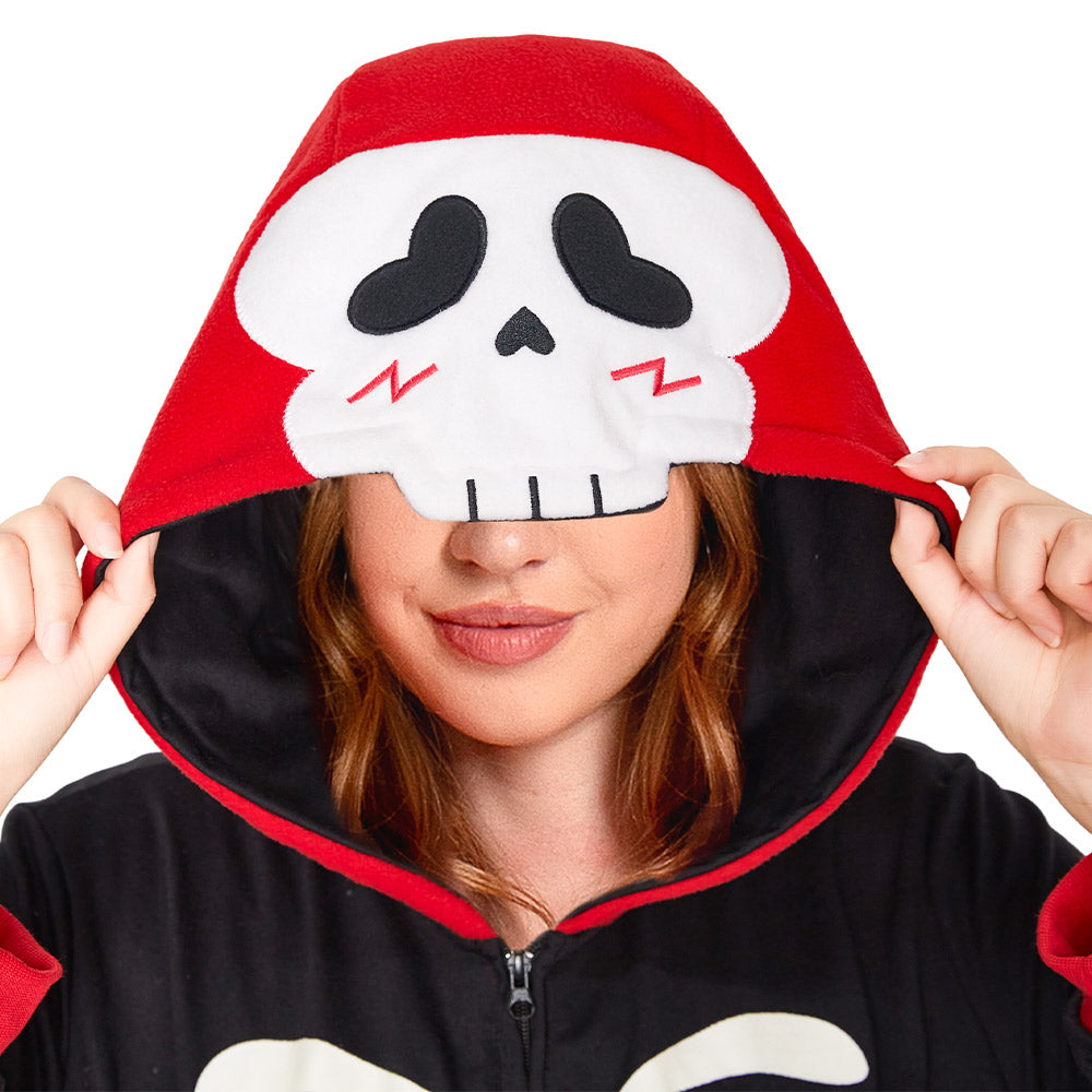 OLAOLA Halloween Skeleton Glow In The Dark Pajamas Plush Animal Onesie Adult Soft Skull Sleepwear Carnival Party Suit