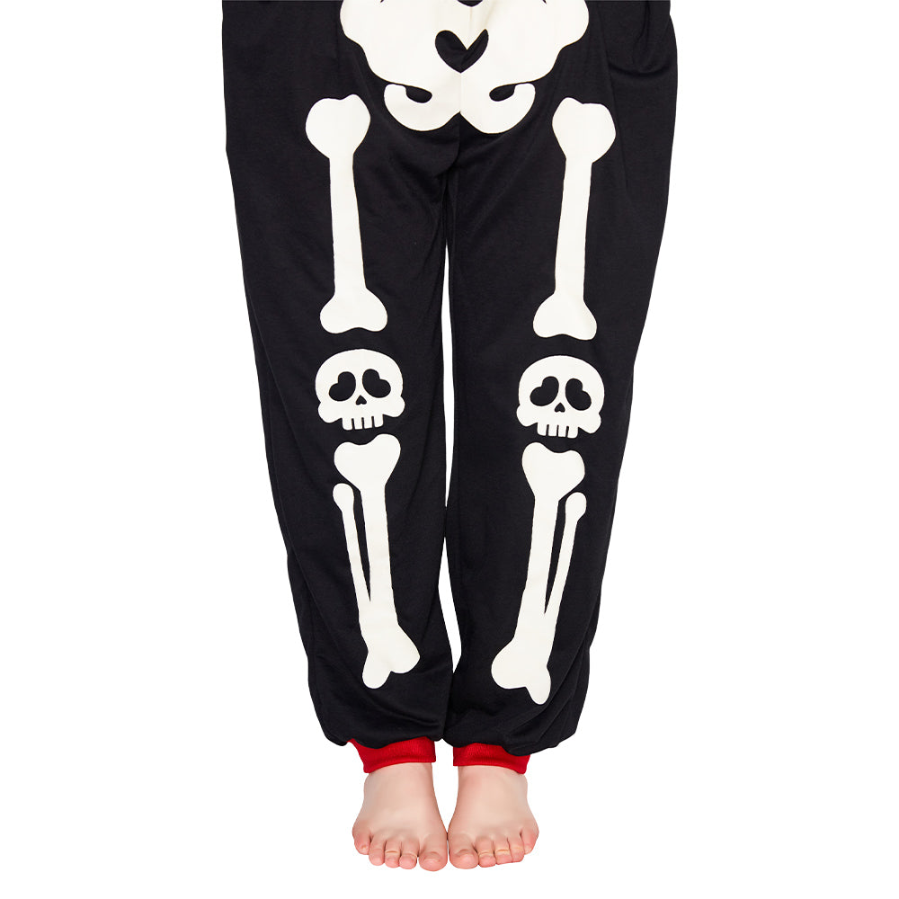 OLAOLA Halloween Skeleton Glow In The Dark Pajamas Plush Animal Onesie Adult Soft Skull Sleepwear Carnival Party Suit