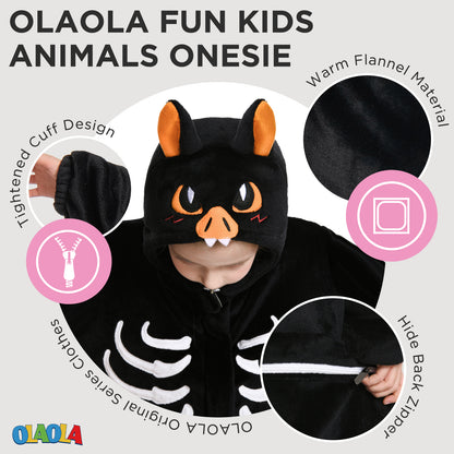OLAOLA Kids Bat Animal Onesie Halloween Plush Soft Flannel Warm Home Pajamas One-Piece Sleepwear