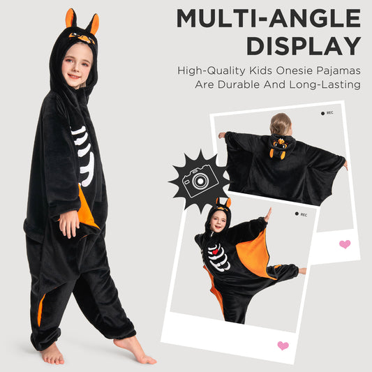 OLAOLA Kids Bat Animal Onesie Halloween Plush Soft Flannel Warm Home Pajamas One-Piece Sleepwear
