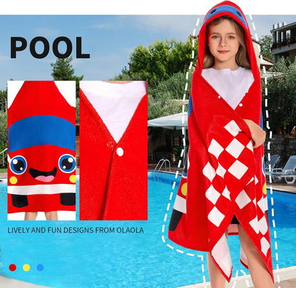 OLAOLA Kids Car Printed Hooded Beach Towels Soft Absorbent Swim Pool Towels Poncho Toddler Bath Towel Wrap Poncho for Boys Girls