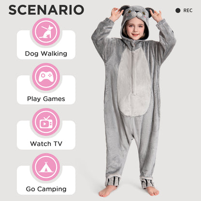 OLAOLA Kids Cat Animal Onesie Plush Soft Flannel Warm Home Pajamas One-Piece Sleepwear