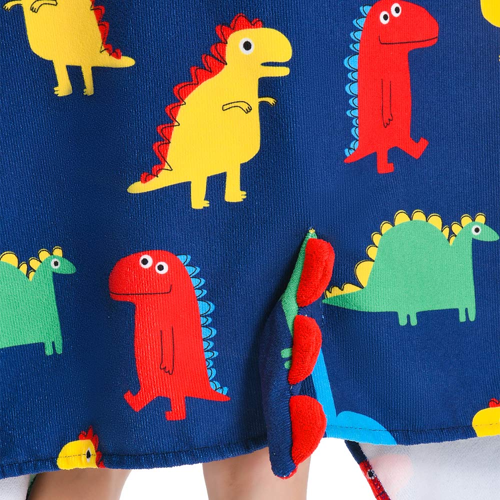 OLAOLA Kids Colorful Dinosaur Prints Hooded Beach Towels Soft Absorbent Swim Pool Towels Poncho Animal Onesie