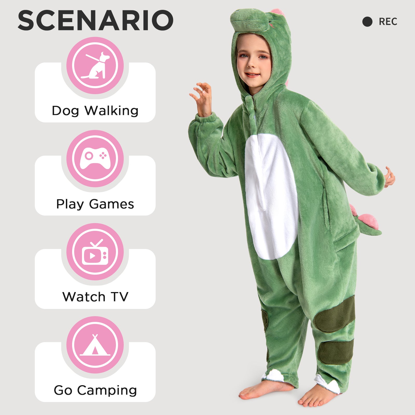 OLAOLA Kids Dinosaur Animal Onesie Plush Soft Flannel Warm Home Pajamas One-Piece Sleepwear
