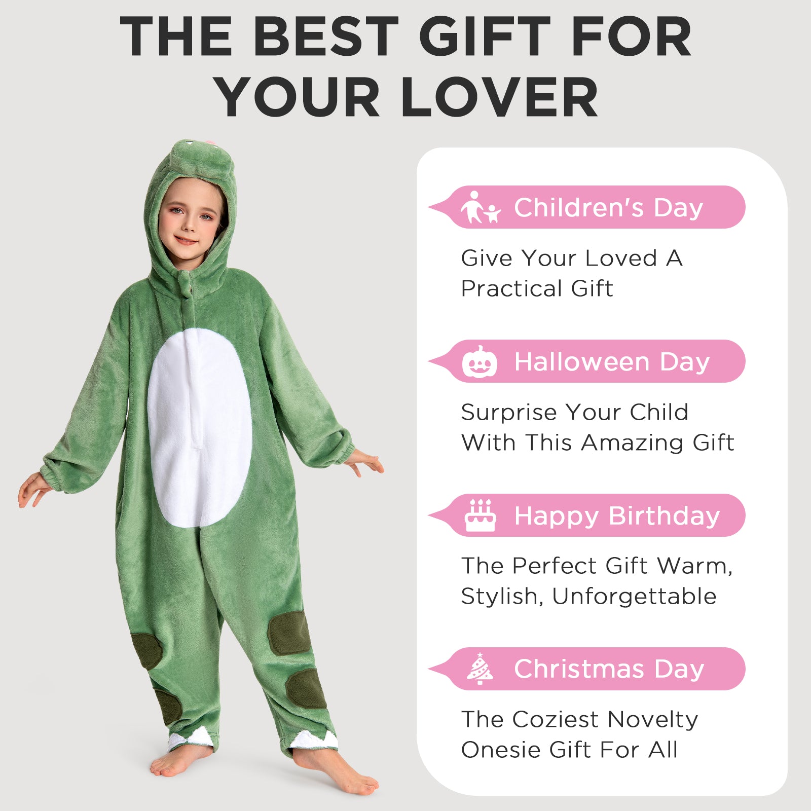 OLAOLA Kids Dinosaur Animal Onesie Plush Soft Flannel Warm Home Pajamas One-Piece Sleepwear