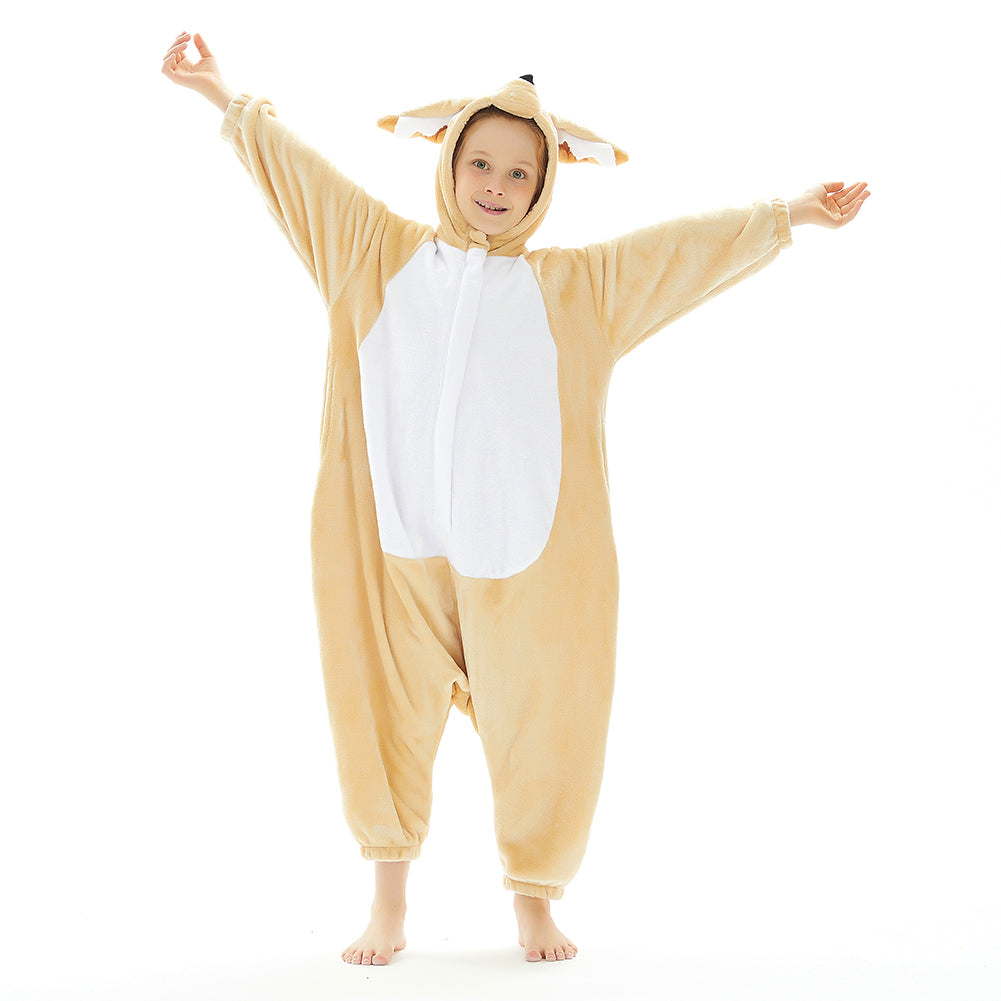 OLAOLA Kids Fennec Fox Animal Onesie Plush Soft Flannel Warm Home Pajamas One-Piece Sleepwear