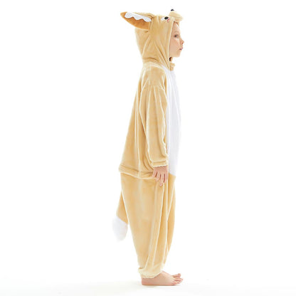 OLAOLA Kids Fennec Fox Animal Onesie Plush Soft Flannel Warm Home Pajamas One-Piece Sleepwear