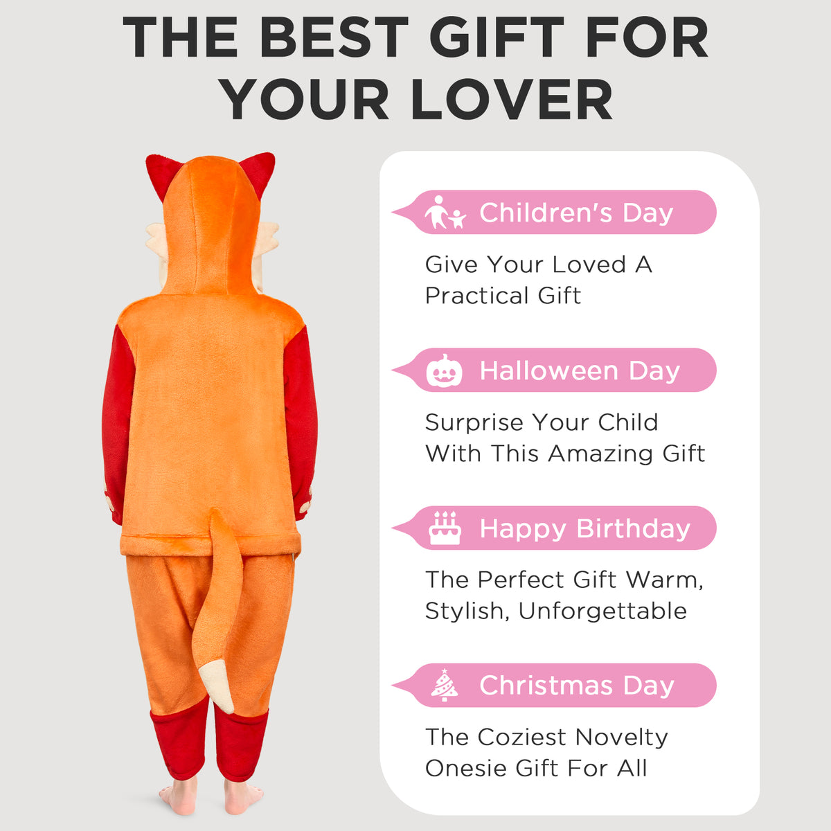 OLAOLA Kids Fox Pajamas Animals Onesie Plush Cozy One Piece Sleepwear Halloween Christmas Suit