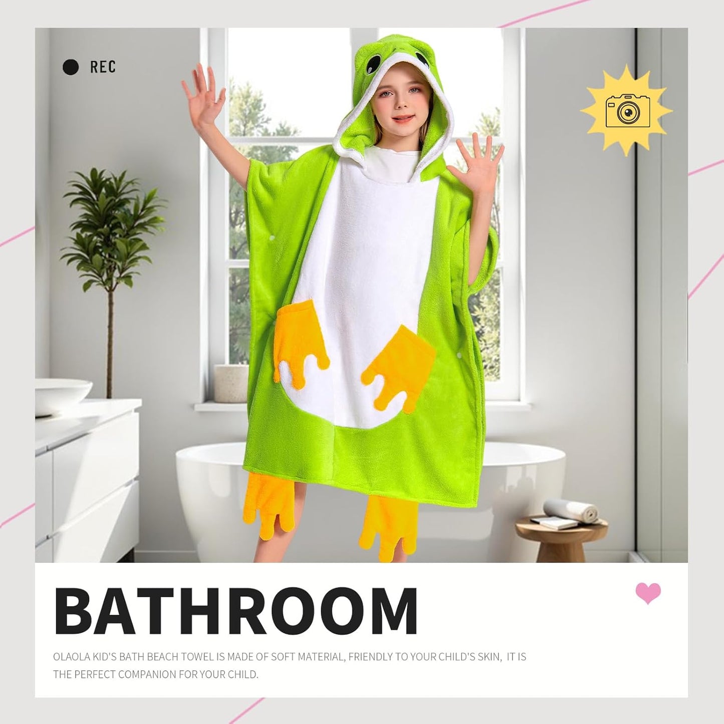 OLAOLA Kids Frog Animal Beach Bath Towels Blanket Plush Soft Coral Fleece Homewear Swim Robe