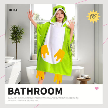 OLAOLA Kids Frog Animal Beach Bath Towels Blanket Plush Soft Coral Fleece Homewear Swim Robe
