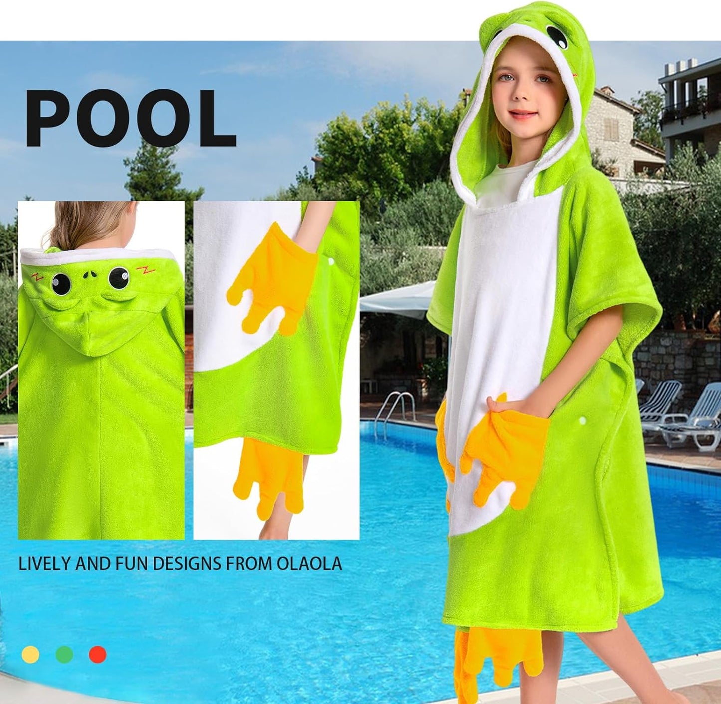 OLAOLA Kids Frog Animal Beach Bath Towels Blanket Plush Soft Coral Fleece Homewear Swim Robe