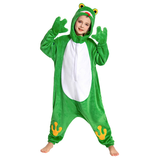 OLAOLA Kids Frog Animal Onesie Plush Soft Flannel Warm Home Pajamas One-Piece Sleepwear