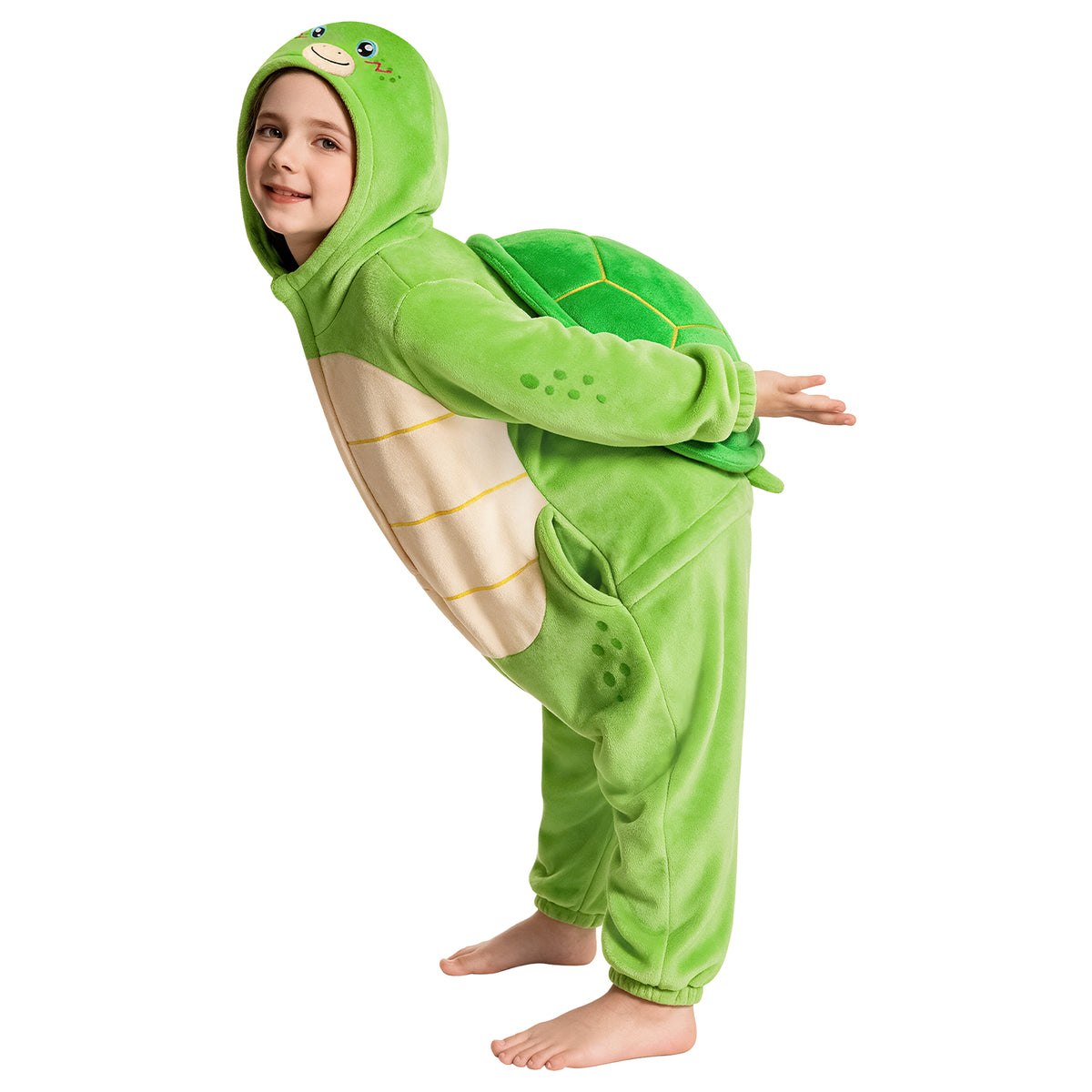 OLAOLA Kids Green Sea Turtle Animal Onesie Children Jumpsuit Soft Cozy Flannel Pajamas Halloween Cosplay Costume