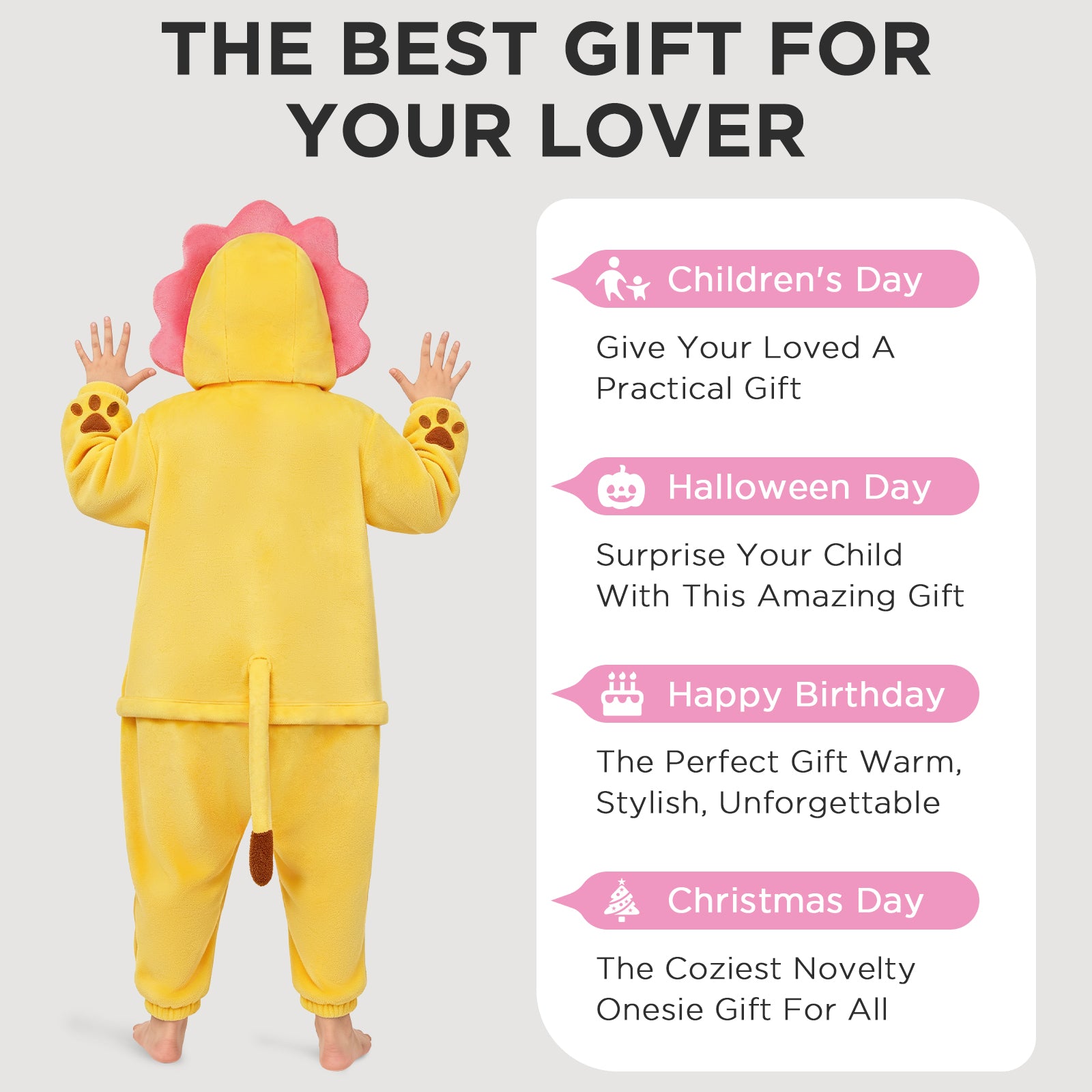 OLAOLA Kids Lion Animal Onesie Children Hoodie Pajamas Costume Soft Cozy Flannel Jumpsuit Halloween Cosplay Costume
