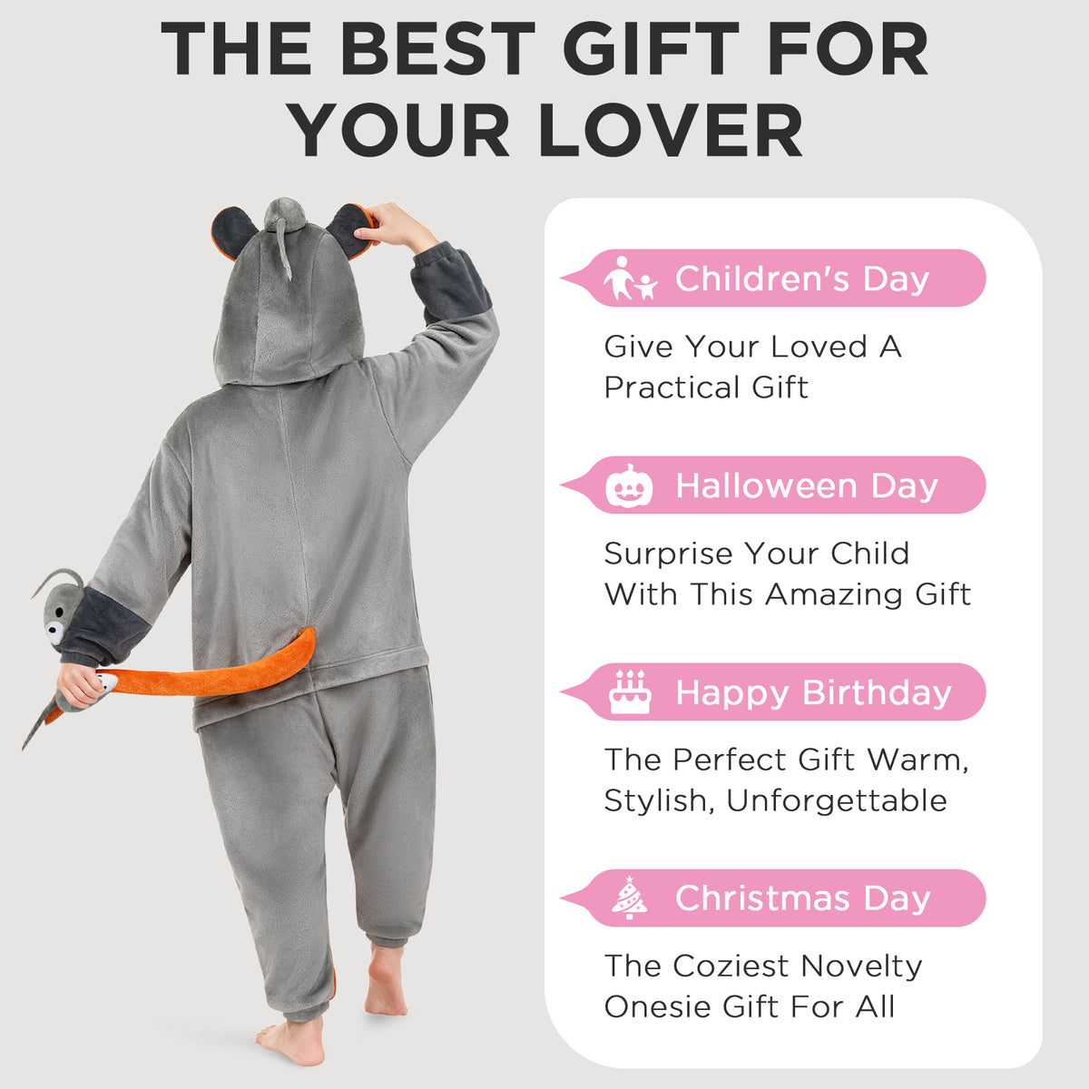 OLAOLA Kids Opossum Animal Onesie Children Pajamas Soft Cozy Flannel Jumpsuit Halloween Christmas Cosplay Costume