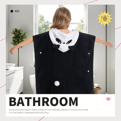 OLAOLA Kids Panda Bathrobe Blanket Animal Onesie Beach Towels Soft Absorbent Coral Fleece Pool Swim Towel