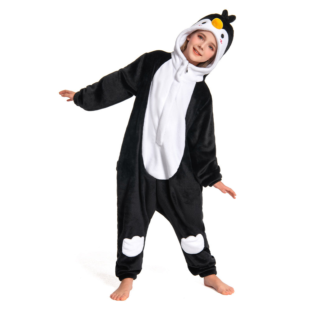 OLAOLA Kids Penguin Animal Onesie Plush Soft Flannel Warm Home Pajamas One-Piece Sleepwear