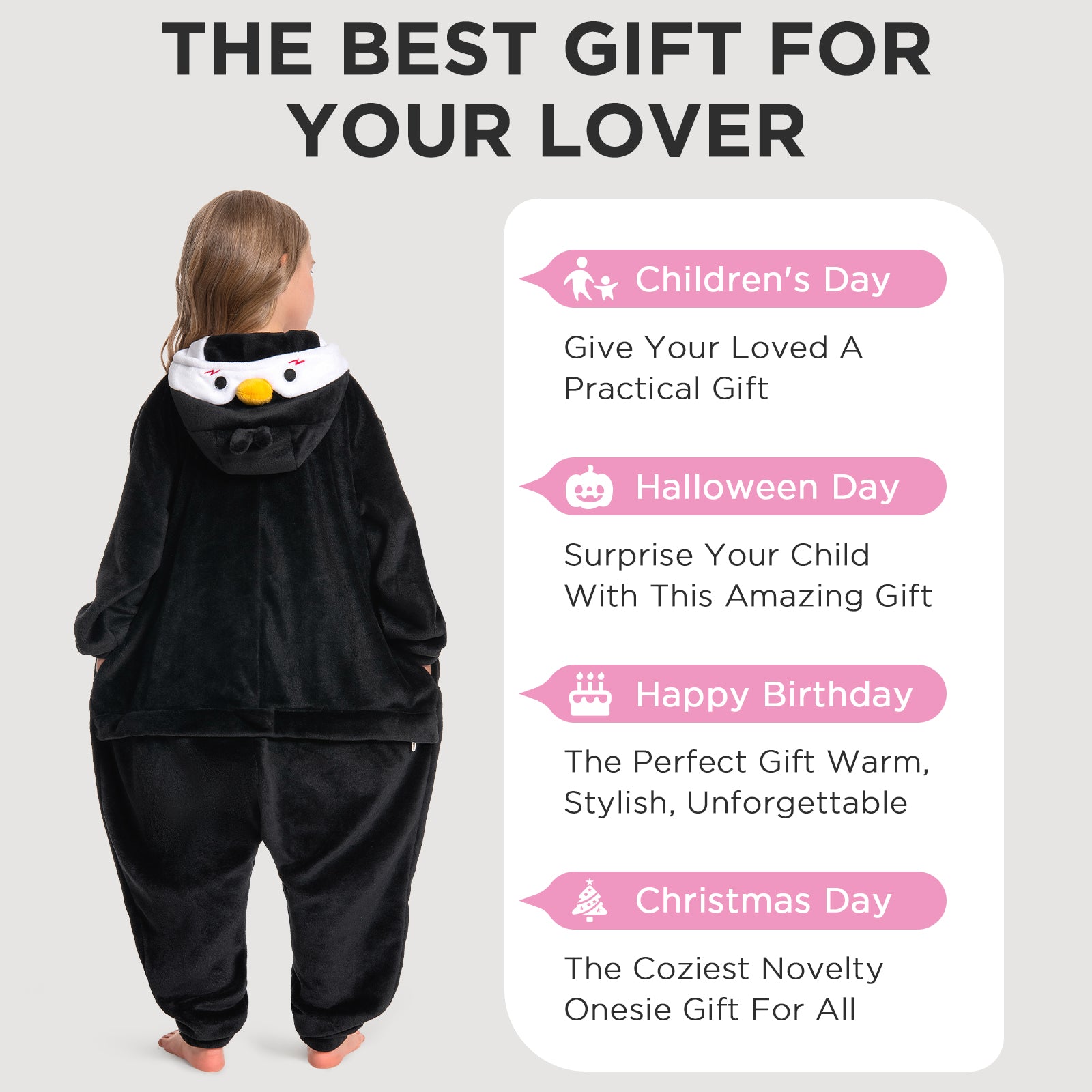 OLAOLA Kids Penguin Animal Onesie Plush Soft Flannel Warm Home Pajamas One-Piece Sleepwear