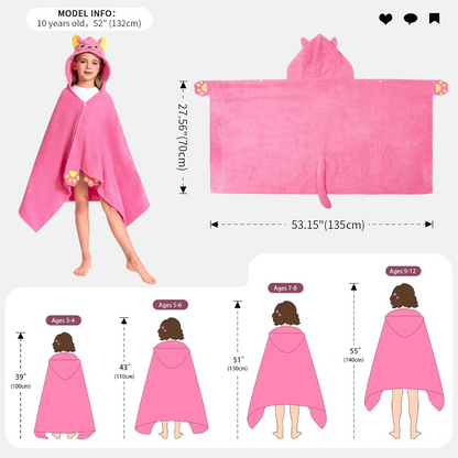 OLAOLA Kids Pink Cat Animal Beach Towels Blanket Plush Soft Absorbent Microfibre Outdoor Homewear Bath Hooded