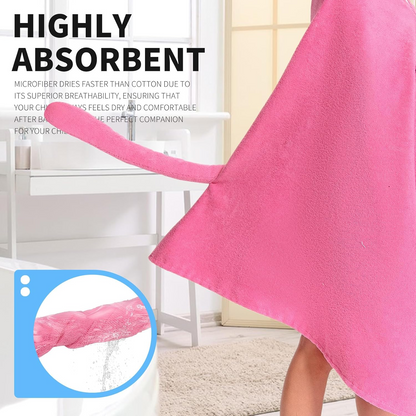 OLAOLA Kids Pink Cat Animal Beach Towels Blanket Plush Soft Absorbent Microfibre Outdoor Homewear Bath Hooded