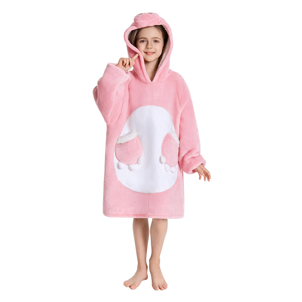 OLAOLA Kids Pink Dinosaur Wearable Blanket Hoodie Oversized Animal Onesie Soft Warm Cozy Homewear With Pocket For Children