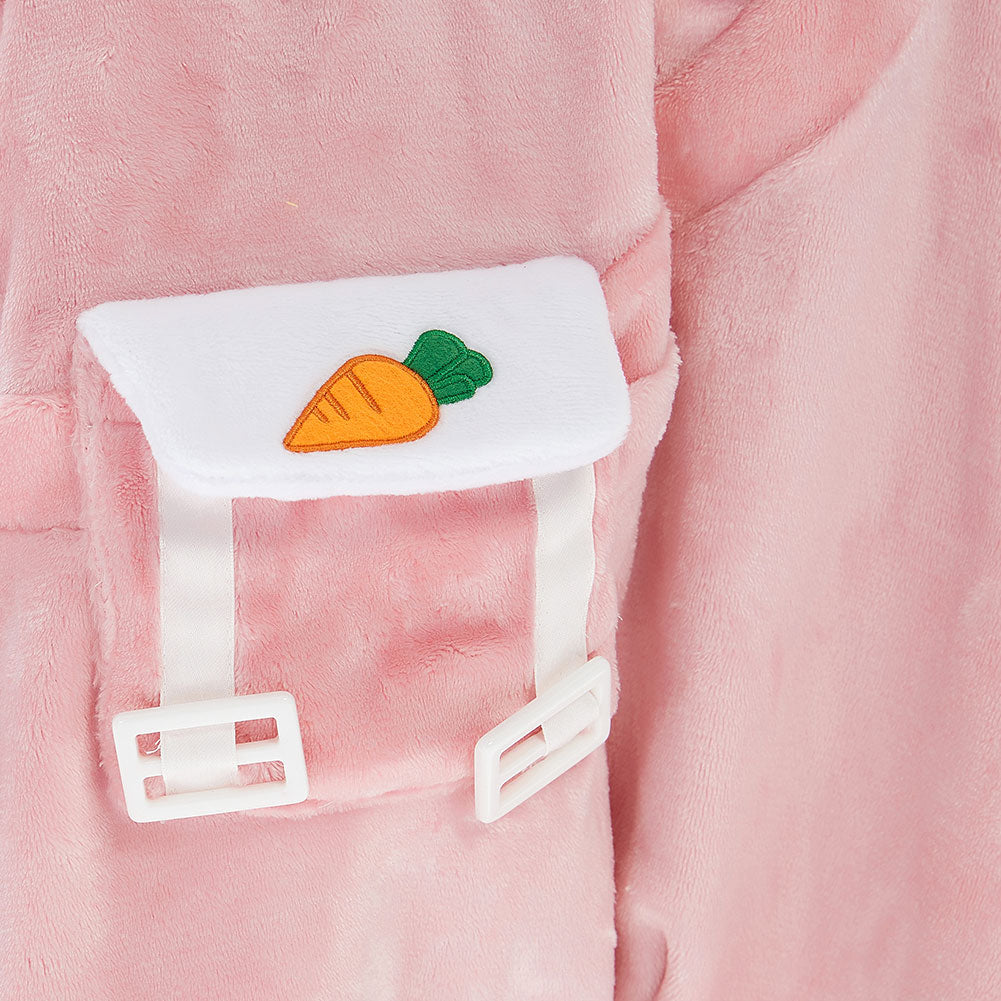 OLAOLA Kids Pink Easter Bunny Animal Onesie Plush Soft Flannel Warm Home Pajamas One-Piece Sleepwear