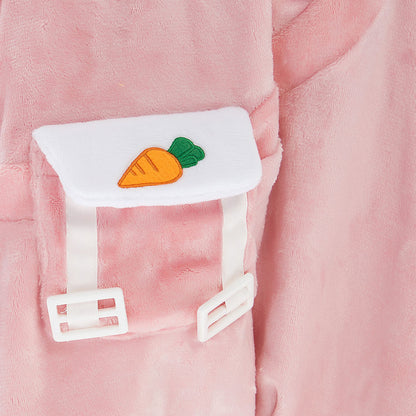 OLAOLA Kids Pink Easter Bunny Animal Onesie Plush Soft Flannel Warm Home Pajamas One-Piece Sleepwear