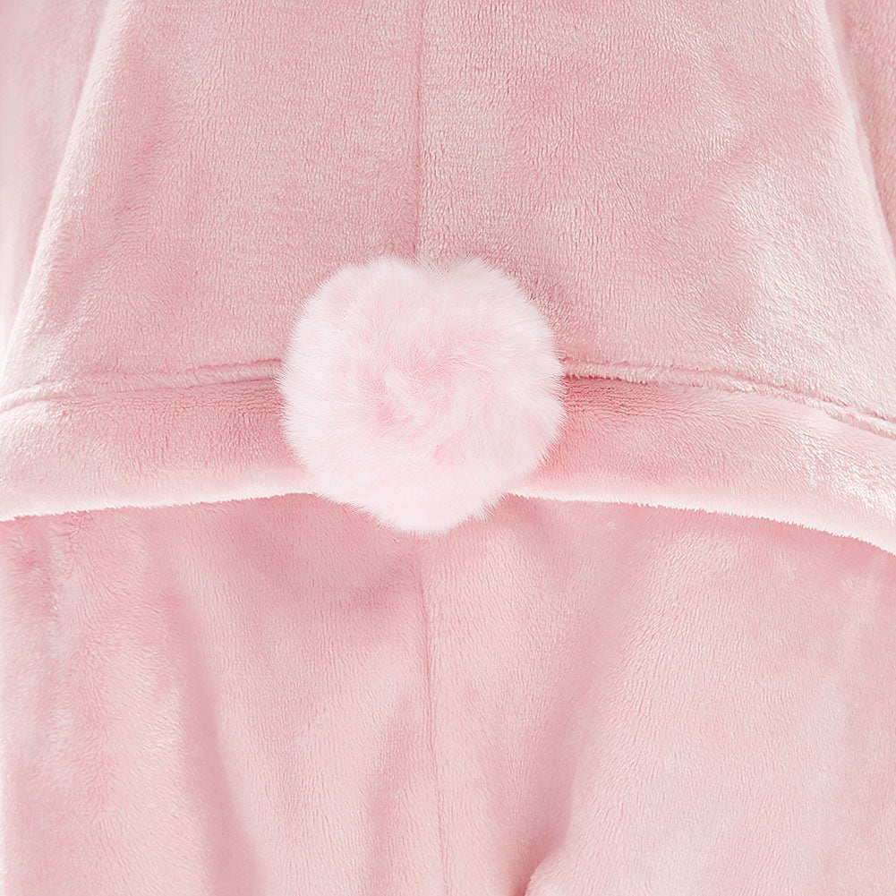 OLAOLA Kids Pink Easter Bunny Animal Onesie Plush Soft Flannel Warm Home Pajamas One-Piece Sleepwear