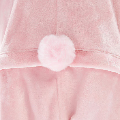 OLAOLA Kids Pink Easter Bunny Animal Onesie Plush Soft Flannel Warm Home Pajamas One-Piece Sleepwear