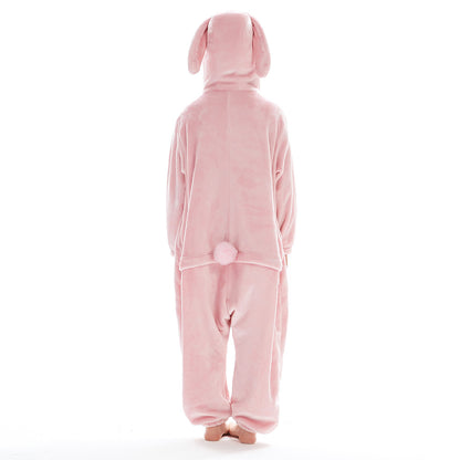 OLAOLA Kids Pink Easter Bunny Animal Onesie Plush Soft Flannel Warm Home Pajamas One-Piece Sleepwear